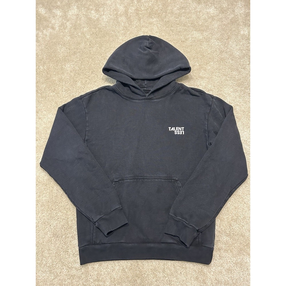 Talentless Hoodie Mens Small Black Heavyweight Graphic Print Pullover